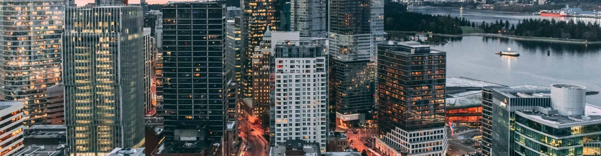 Vancouver cityscape at dusk