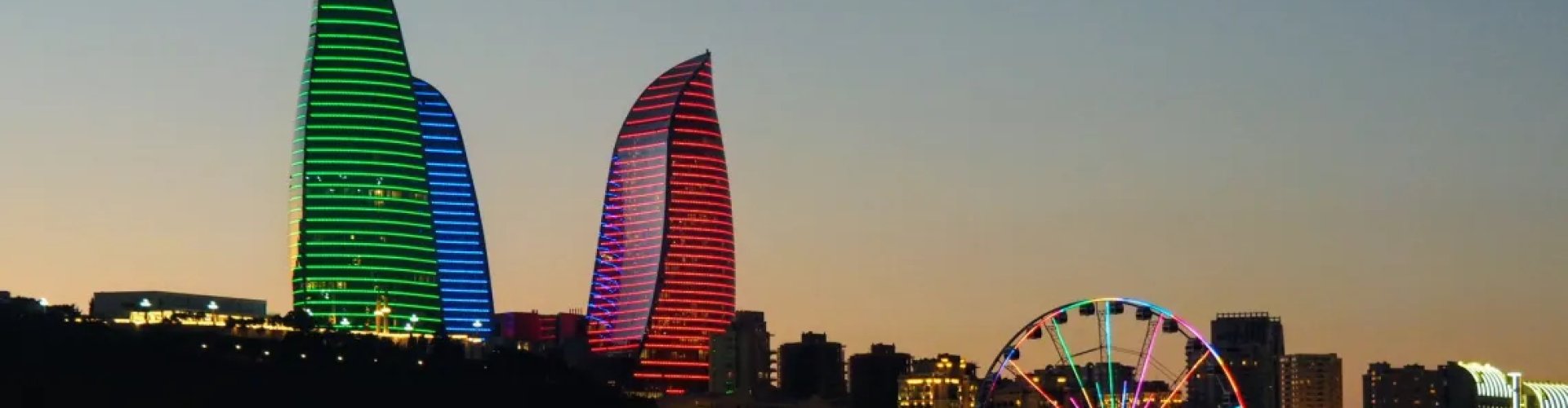 Baku cityscape at sunset