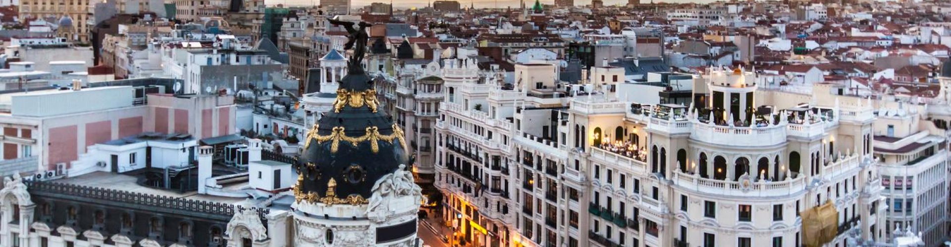 Madrid cityscape at sunset