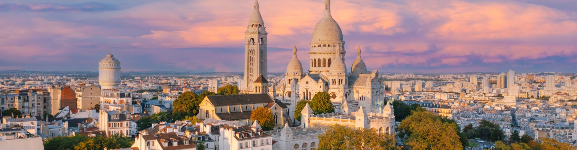 Paris skyline at sunset