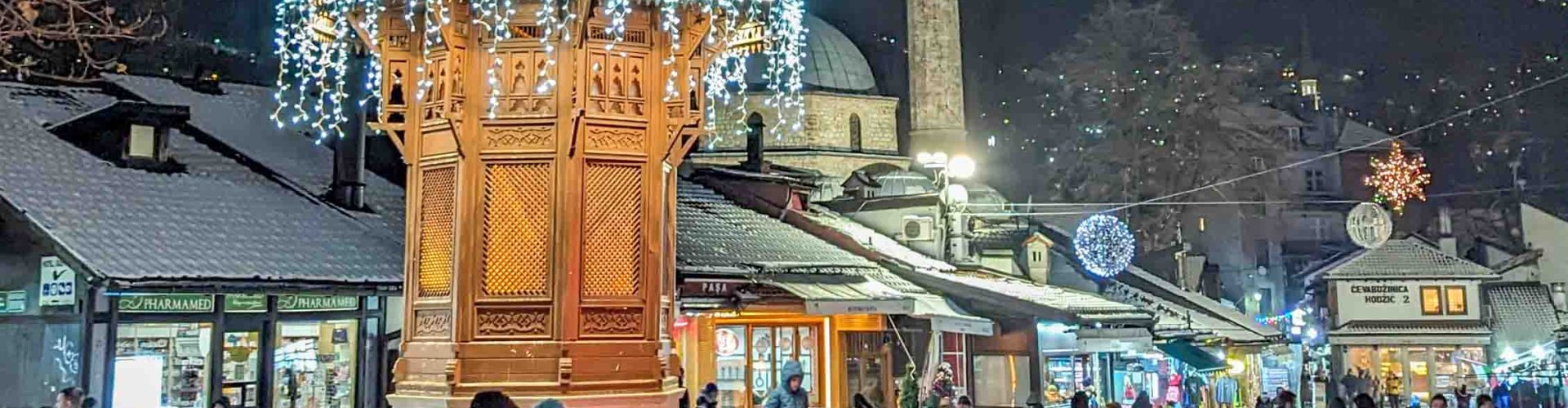 Sarajevo cityscape at sunset