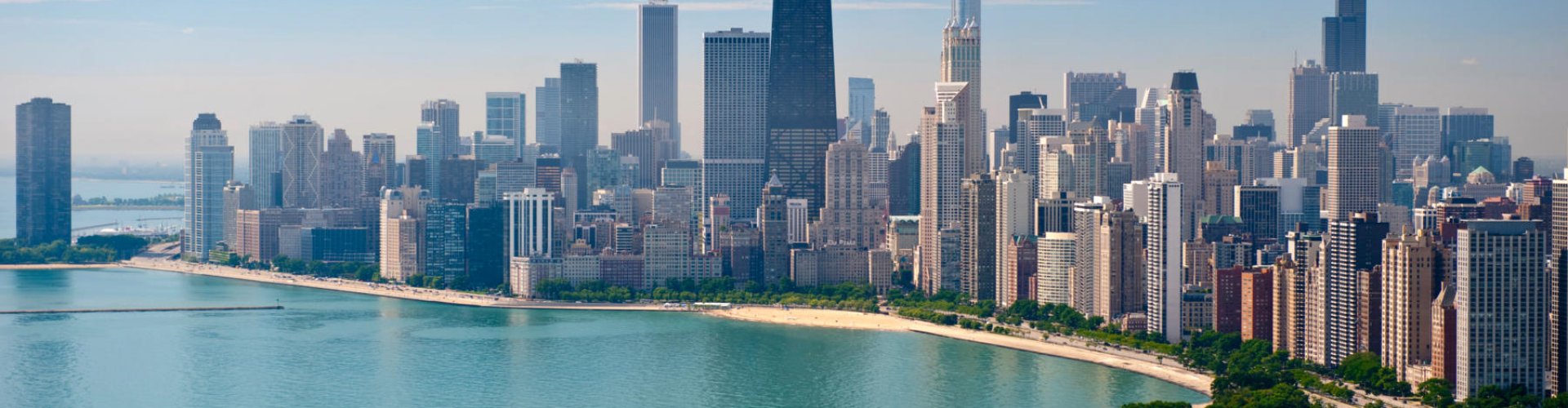 Chicago cityscape at sunset