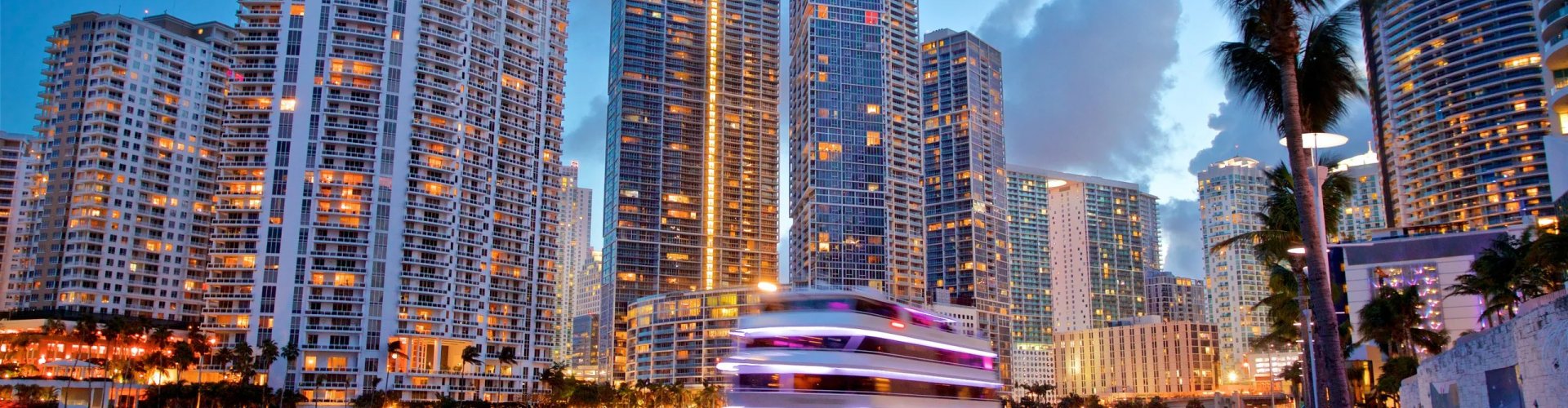 Miami cityscape at sunset